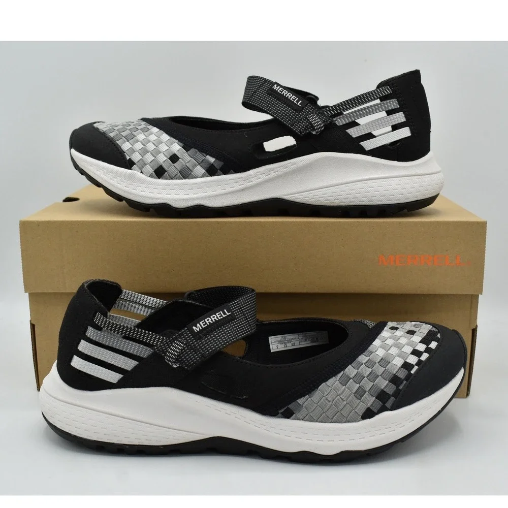Merrell Women Size 8 Bravada 2 Wrap Black White Mary Jane Sandals Shoes Beachy